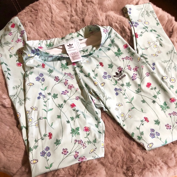 Adidas Green Floral Leggings - Picture 5 of 6